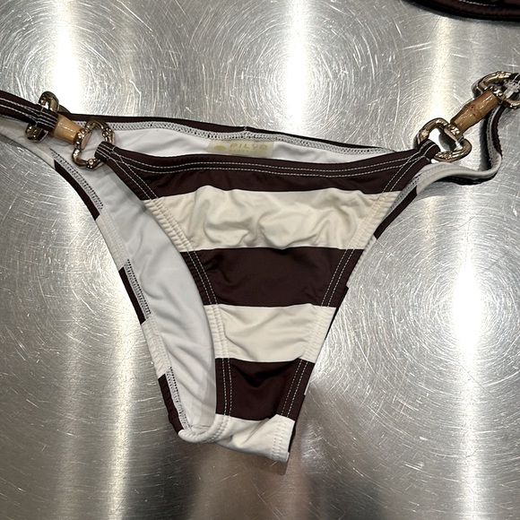 Brown and white striped bikini size small. - Picture 2 of 6
